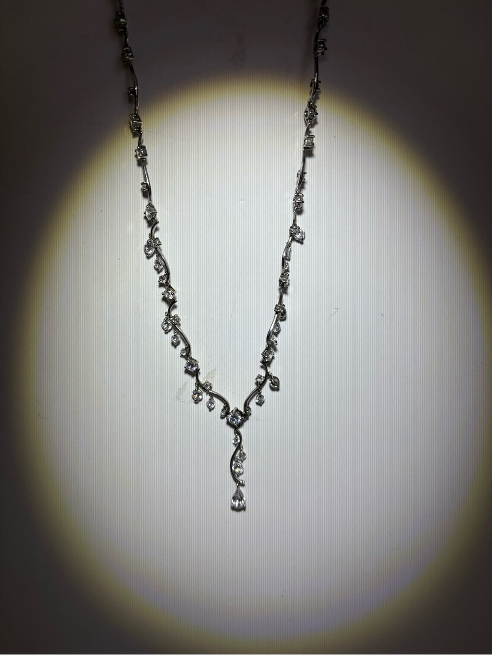 Elegant Silver-Tone Crystal Vine Necklace